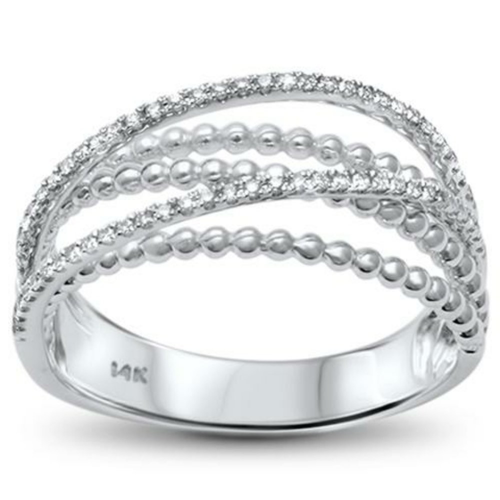.13ct f vs2 14kt white gold layered multy band rin